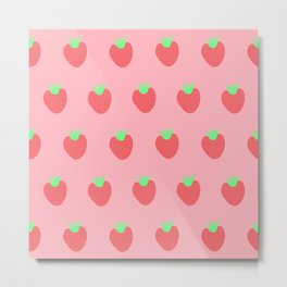 Strawberries on pink Metal Print