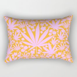 Mid Mod Cannabis And Flowers Pink And Orange Rectangular Pillow