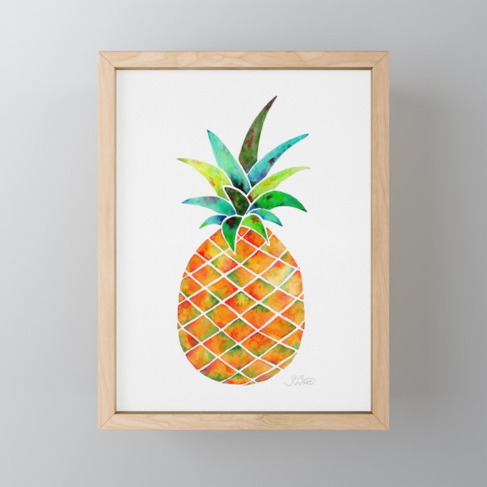 Pineapple Watercolor  Framed Mini Art Print