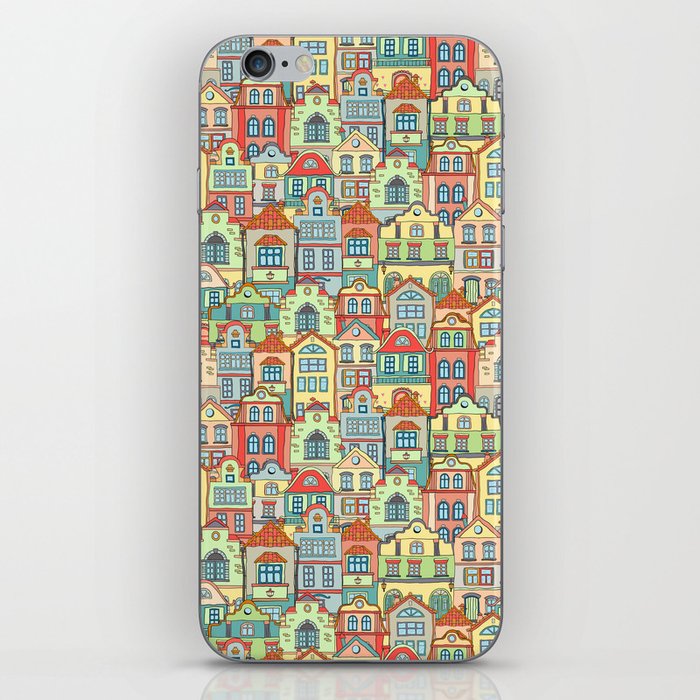 Doodle houses pattern iPhone Skin