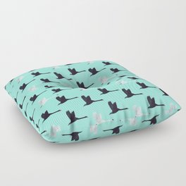 Flying Elegant Swan Pattern on Seafoam Background Floor Pillow