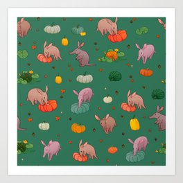Aardvark and pumpkins 4 Art Print