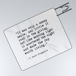 F. Scott Fitzgerald quote, It was only a sunny smile Picnic Blanket
