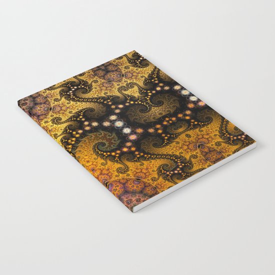 Golden dragon spirals and circles, fractal art Notebook