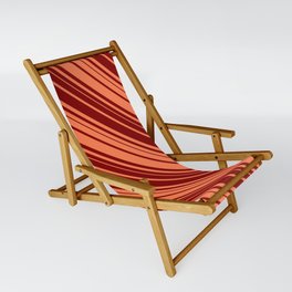 [ Thumbnail: Coral & Maroon Colored Lined/Striped Pattern Sling Chair ]