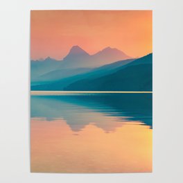 Glacier National Park Lake McDonald Mountain Sunrise Reflections Poster