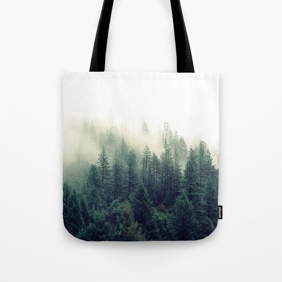 Foggy Winter Forest Tote Bag