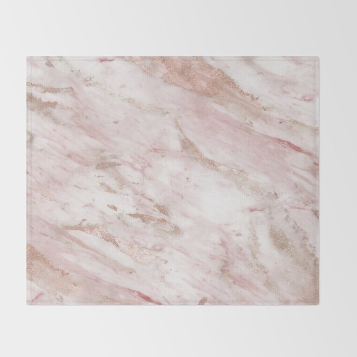 Pink marble - rose gold accents Throw Blanket by marbleco ...