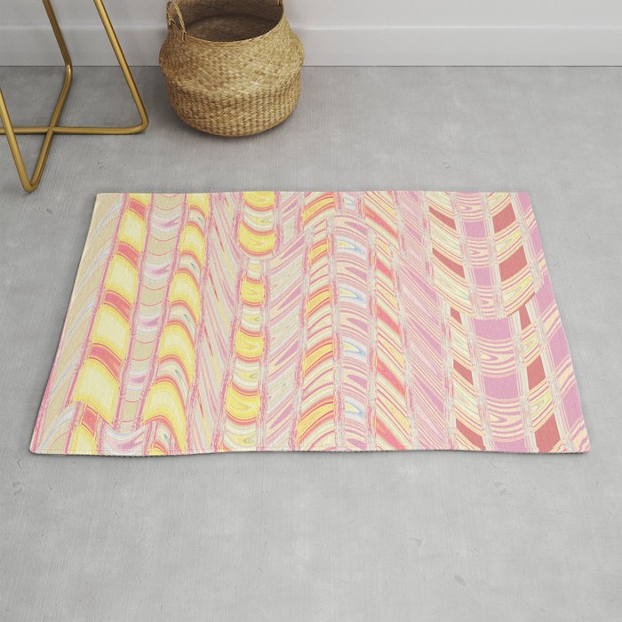 Rose And Yellow Waves Abstract Rug