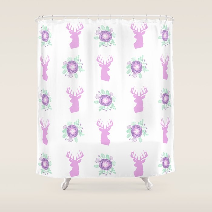 Deer Head Silhouette Floral Bouquet Bloom Flowers Camping Pastel