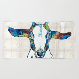 Colorful Goat Art - Colorful Ranch Farm Life - Sharon Cummings Beach Towel