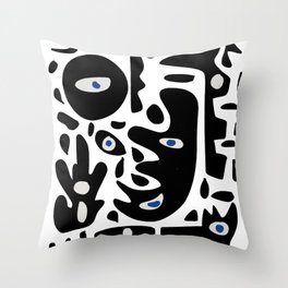Minimal African Art Black and White Pattern Abstract  Throw Pillow
