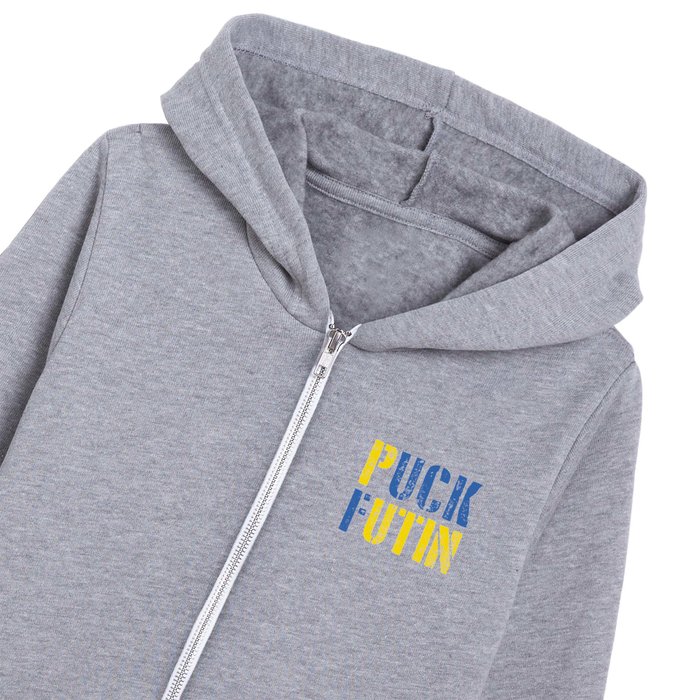 Puck Futin Fuck Putin Ukrainian War Kids Zip Hoodie