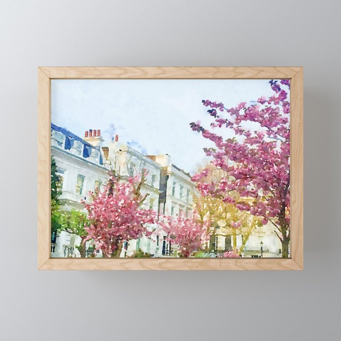 Cherry Blossoms in Notting Hill Framed Mini Art Print