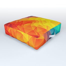 Abstract Polygon Multi Color Cubism Low Poly Triangle Design Outdoor Floor Cushion