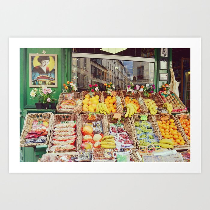 Charming vegetable market in Montmartre | Bohemian Art | Travel Photography Art Print