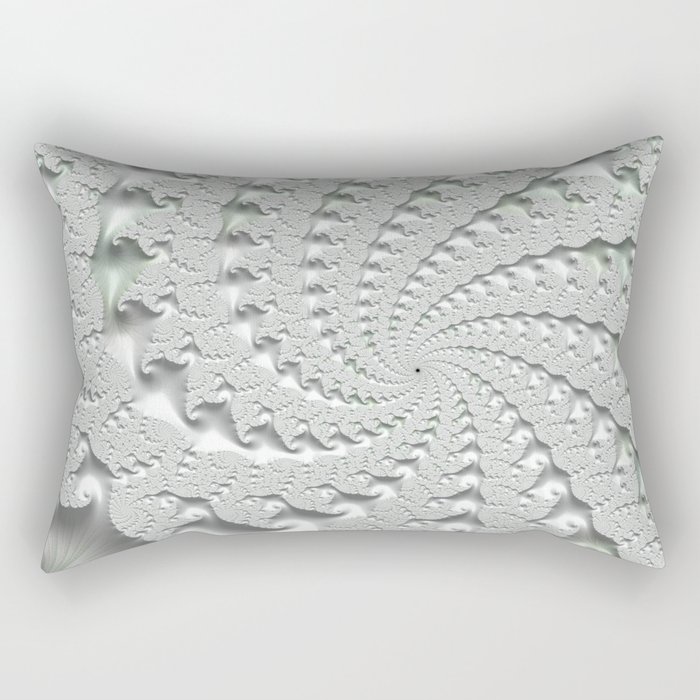 White on White Fractal Rectangular Pillow