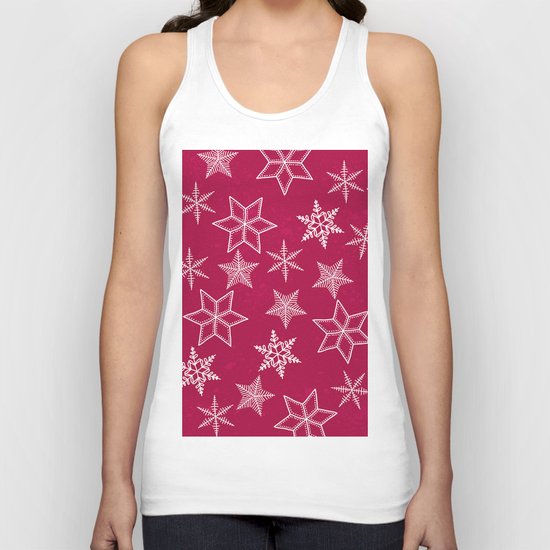 Snowflakes on red background Unisex Tank Top