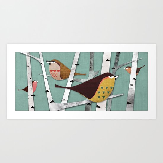 Suspicious little birds Art Print