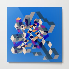 Blue collage Metal Print | Vector, Abstract, Digital, 3D, Graphic, Geometric, Graphicdesign, Design 