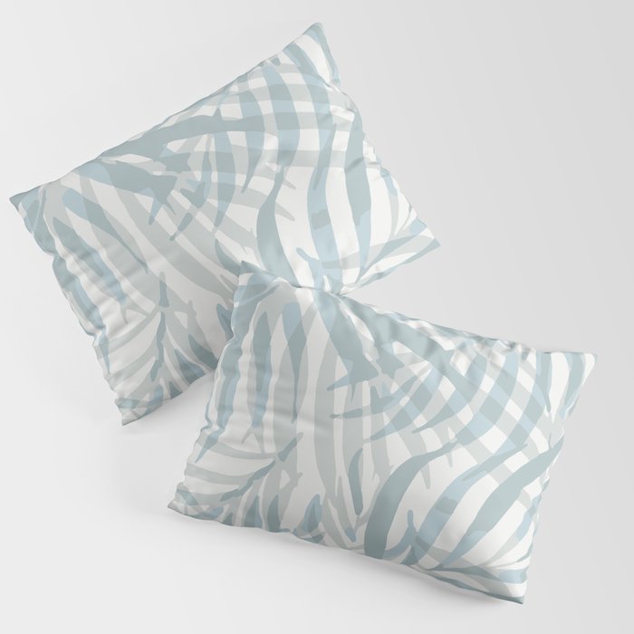 Digital palm leaves in pastel blue and gray Pillow Sham