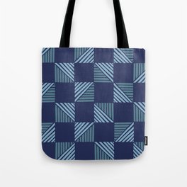 Abstract Shape Pattern 13 in Navy Blue Shades Tote Bag