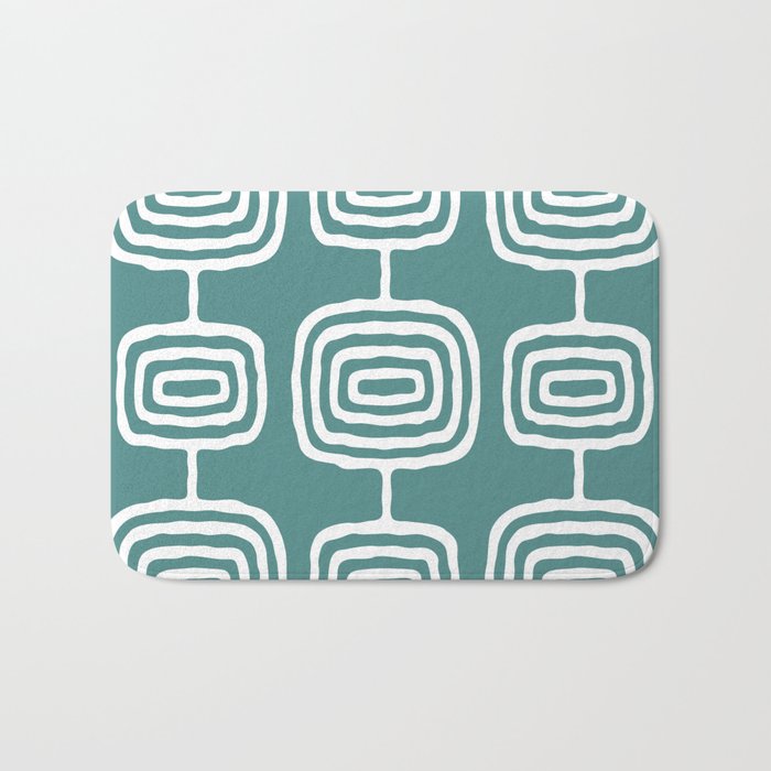 Mid Century Modern Atomic Rings Pattern 771 Teal Green Bath Mat By Tonymagner Society6