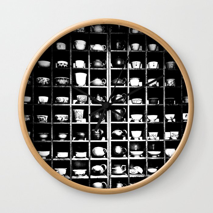 Teapots and Cups in Black and White #decor #society6 #buyart Wall Clock