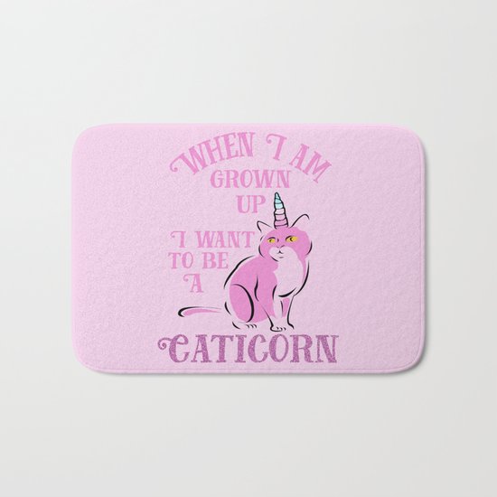 I want to be a Caticorn Pink Art Bath Mat