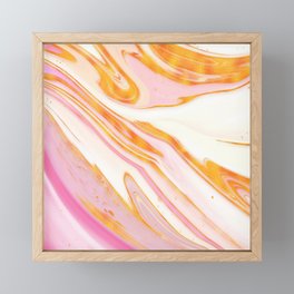 Orange & Pink Marble Texture Framed Mini Art Print
