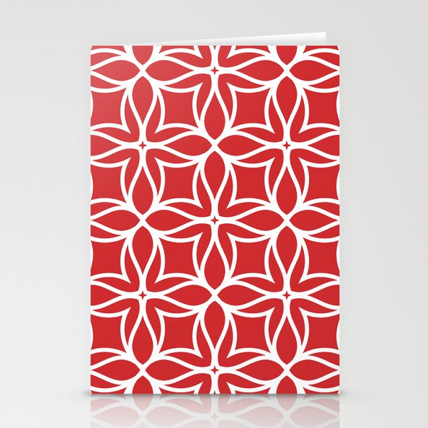 Red and White Line Art Flower Petal Pattern Pairs Coloro 2022 Popular Color Red Glow 013-43-37 Stationery Cards