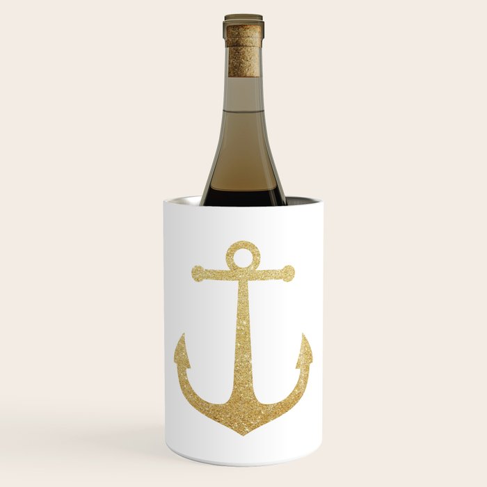 Gold Glitter Anchor Wine Chiller by A Little Leafy Society6