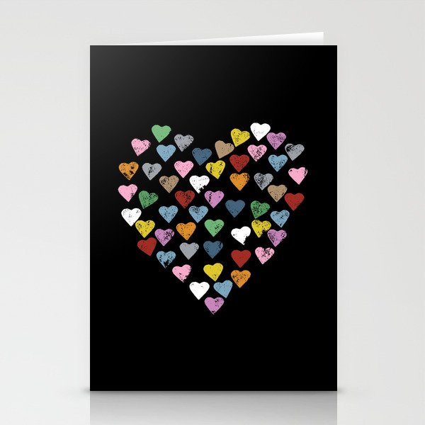 Distressed Hearts Heart Black Stationery Cards