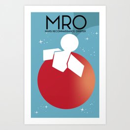 Mars Reconnaissance Orbiter MRO Art Print | Scientific, Spacetravel, Planetmars, Mro, Satellite, Cartoon, Science, Marsplanet, Solarsystem, Marsspace 