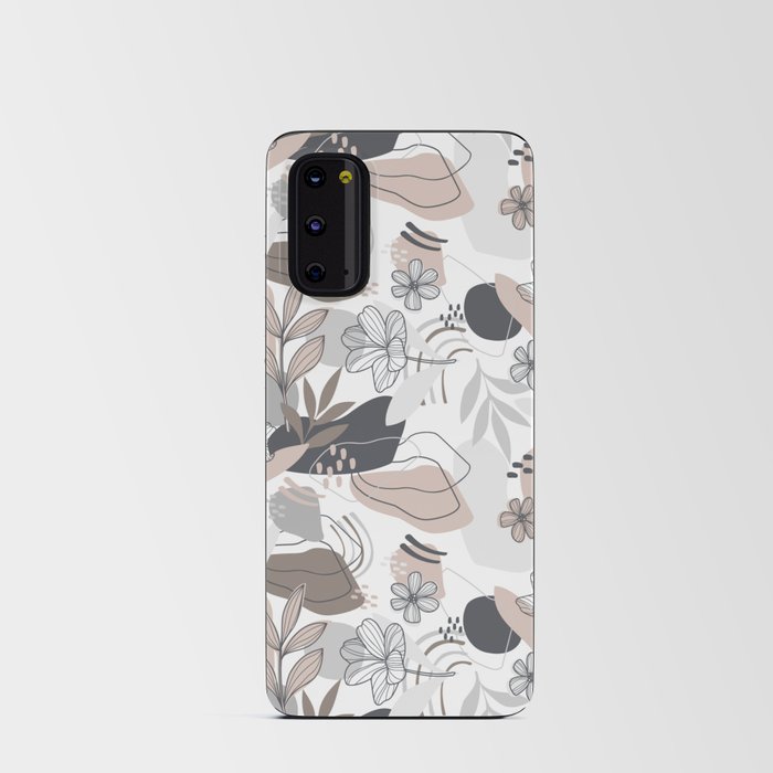 Retro Flora - grey Android Card Case