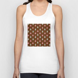 Cute Christmas Tree Decoration On Brown Print Pattern Unisex Tank Top