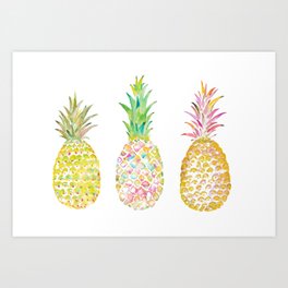 Three Tropical Pineapples Art Print