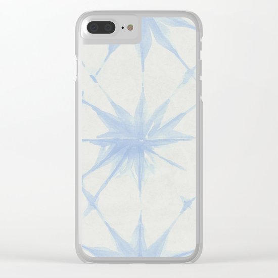 Shibori Starburst Sky Blue on Lunar Gray Clear iPhone Case