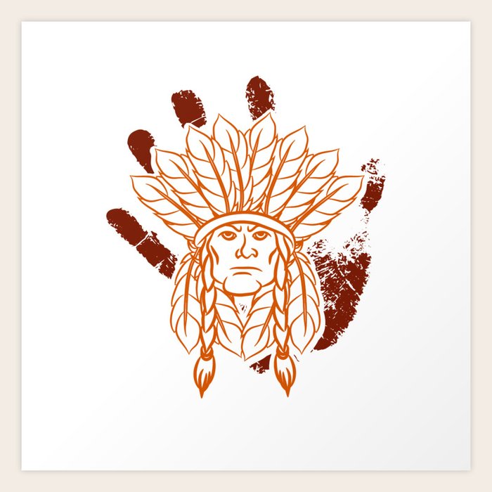 Red Hand Indian Blood Indigenous Design Art Print by ABuddies Society6
