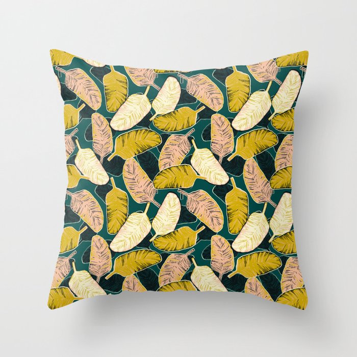 Tropical Leaves Throw Pillow