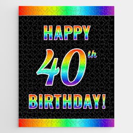 [ Thumbnail: Fun, Colorful, Rainbow Spectrum “HAPPY 40th BIRTHDAY!” Jigsaw Puzzle ]
