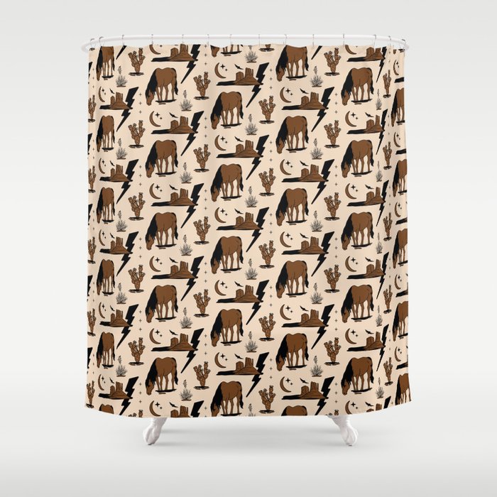 Electric Oasis - Black, Brown & Tan Shower Curtain