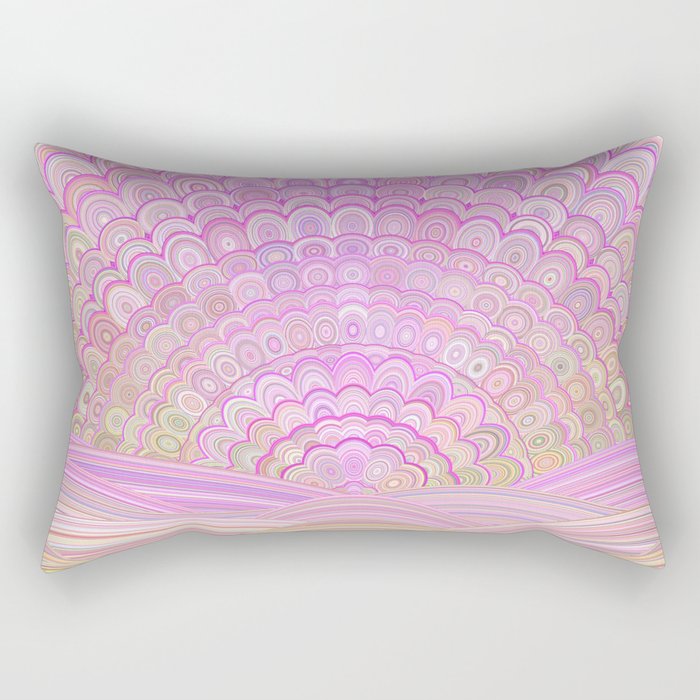 Pink Sunrise Mandala Rectangular Pillow
