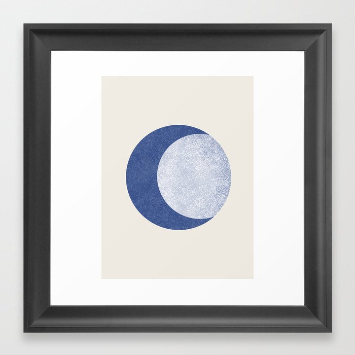 Moon Crescent - Blue Framed Art Print