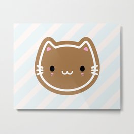 Cute Christmas Gingerbread Cookie Cat Metal Print