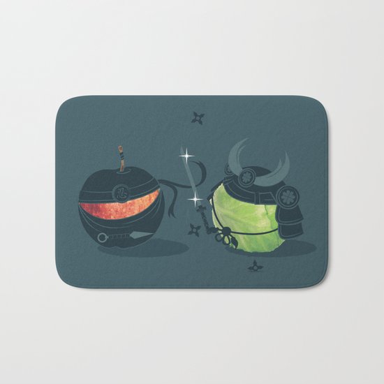 ninja vs samurai Bath Mat
