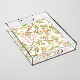 Cherry Blossom Chinoiserie Floral Acrylic Tray