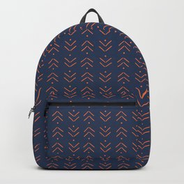 Arrow Lines Geometric Pattern 46 in Navy Blue Orange Backpack