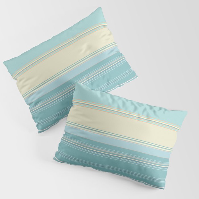 Soft Aqua Blue Stripes Pillow Sham