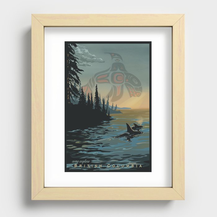 Retro British Columbia Orca poster Recessed Framed Print